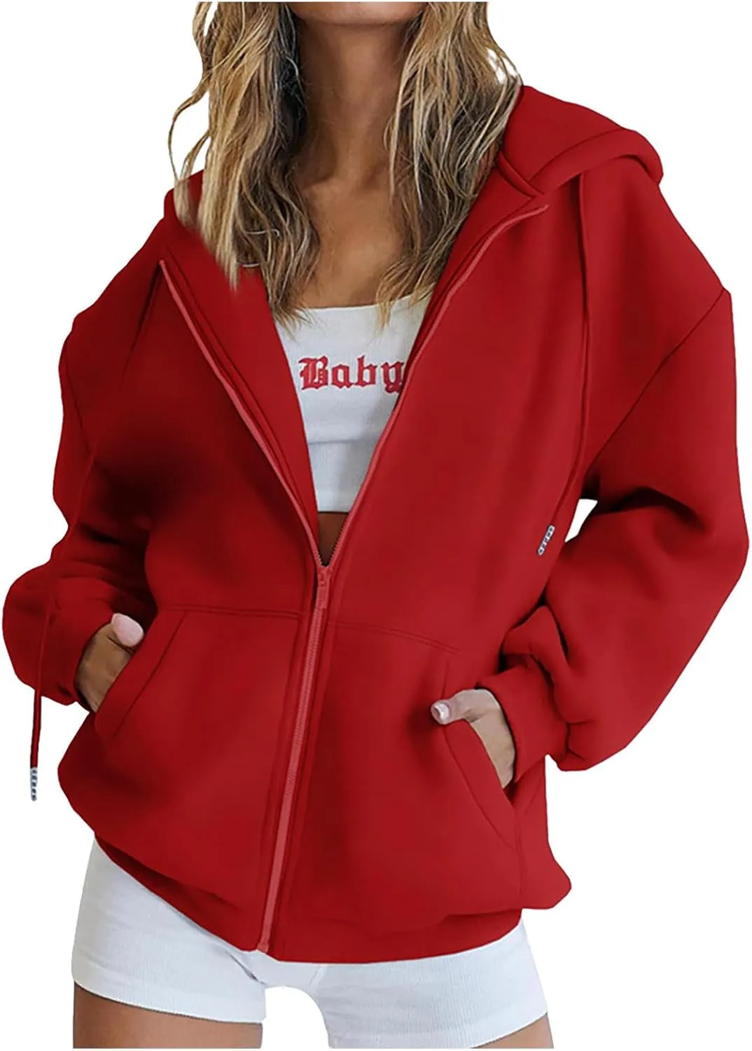 HGps8w Dear Person Behind Me Womens Zip Up Hoodies, Funny Sayings Oversized Long Sleeve Casual Sweatshirts Jackets