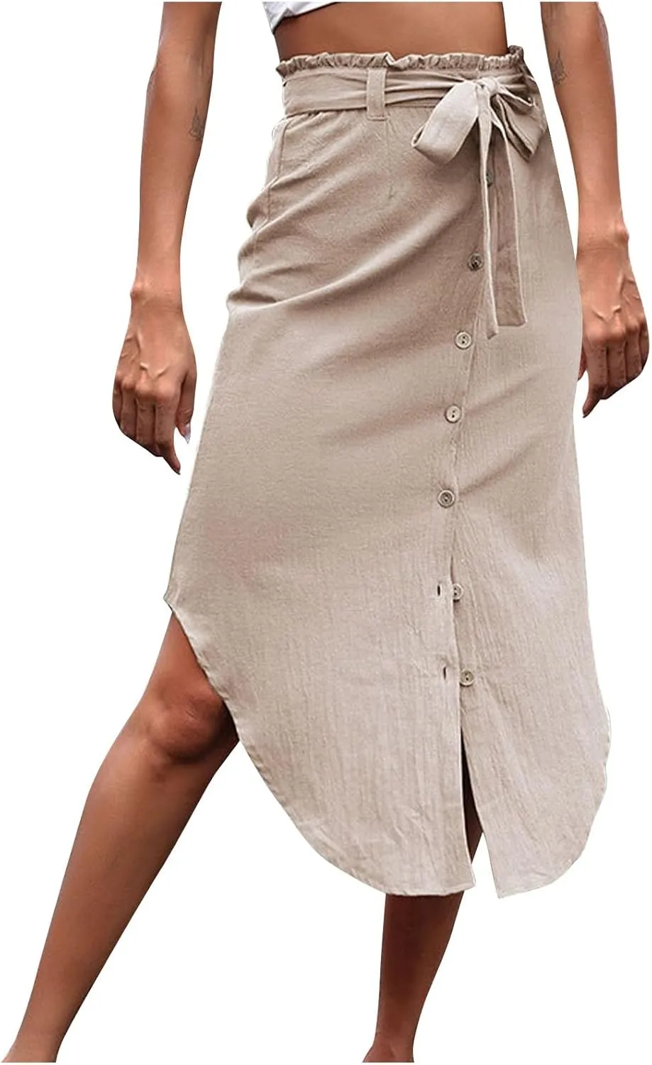 High Cut Tie Knot Basic Skorts for Women Maxi Long Midi Knee Length Loose Fit Skirt Women 2025 Y2K