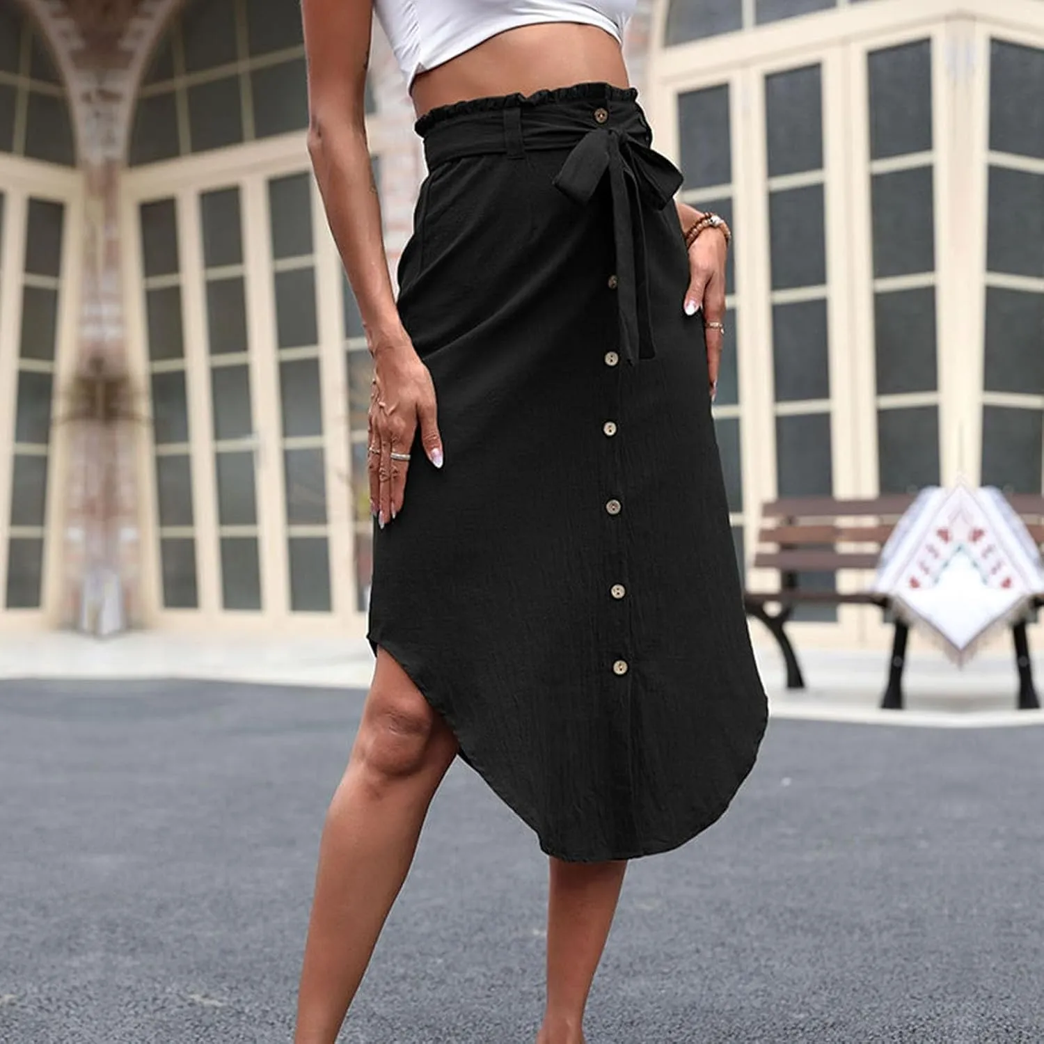 High Cut Tie Knot Basic Skorts for Women Maxi Long Midi Knee Length Loose Fit Skirt Women 2025 Y2K