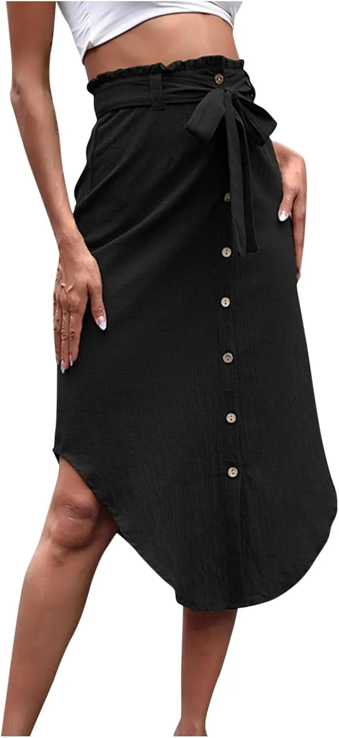 High Cut Tie Knot Basic Skorts for Women Maxi Long Midi Knee Length Loose Fit Skirt Women 2025 Y2K
