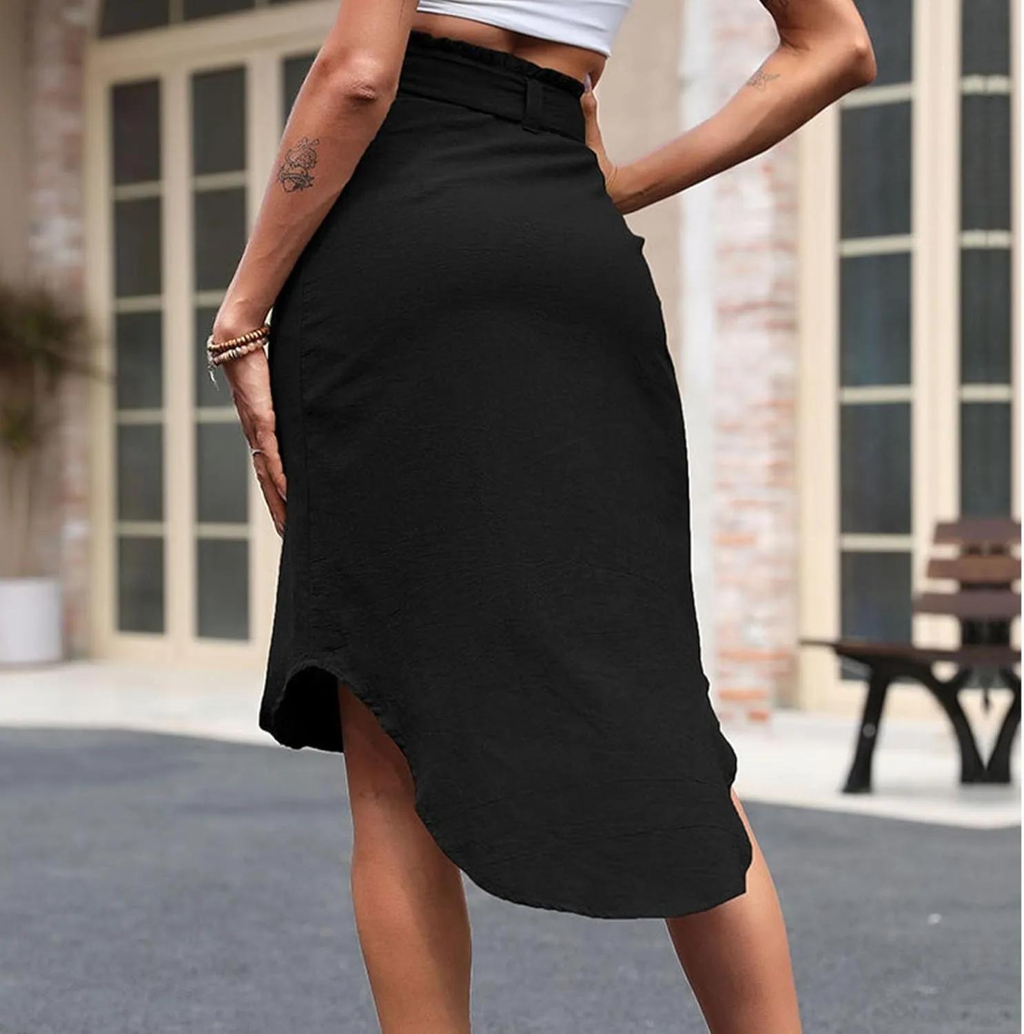 High Cut Tie Knot Basic Skorts for Women Maxi Long Midi Knee Length Loose Fit Skirt Women 2025 Y2K