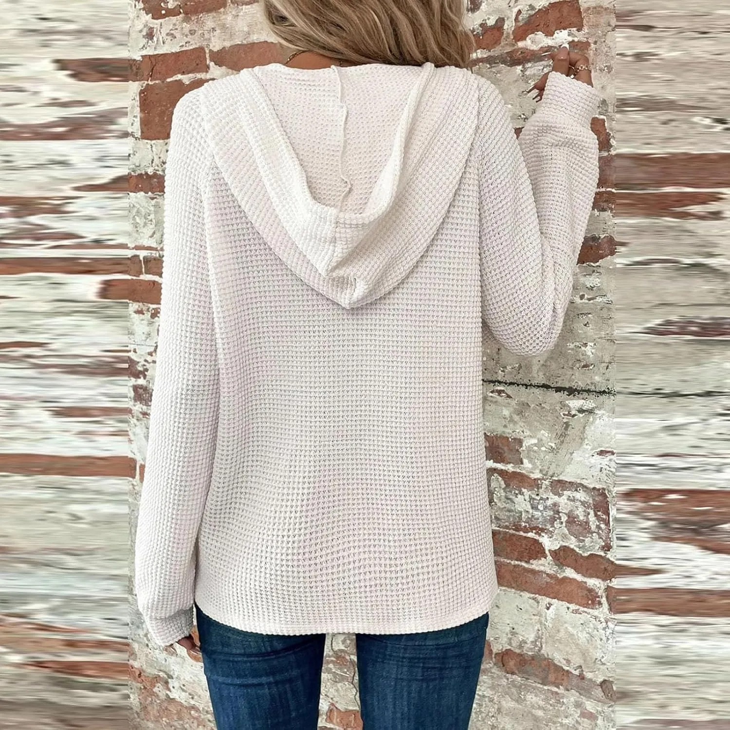 Hoodies For Women, Trendy V Neck Drawstring Long Sleeve Sweatshirts With Hood Comfy Streetwear Fall Pullover Tops