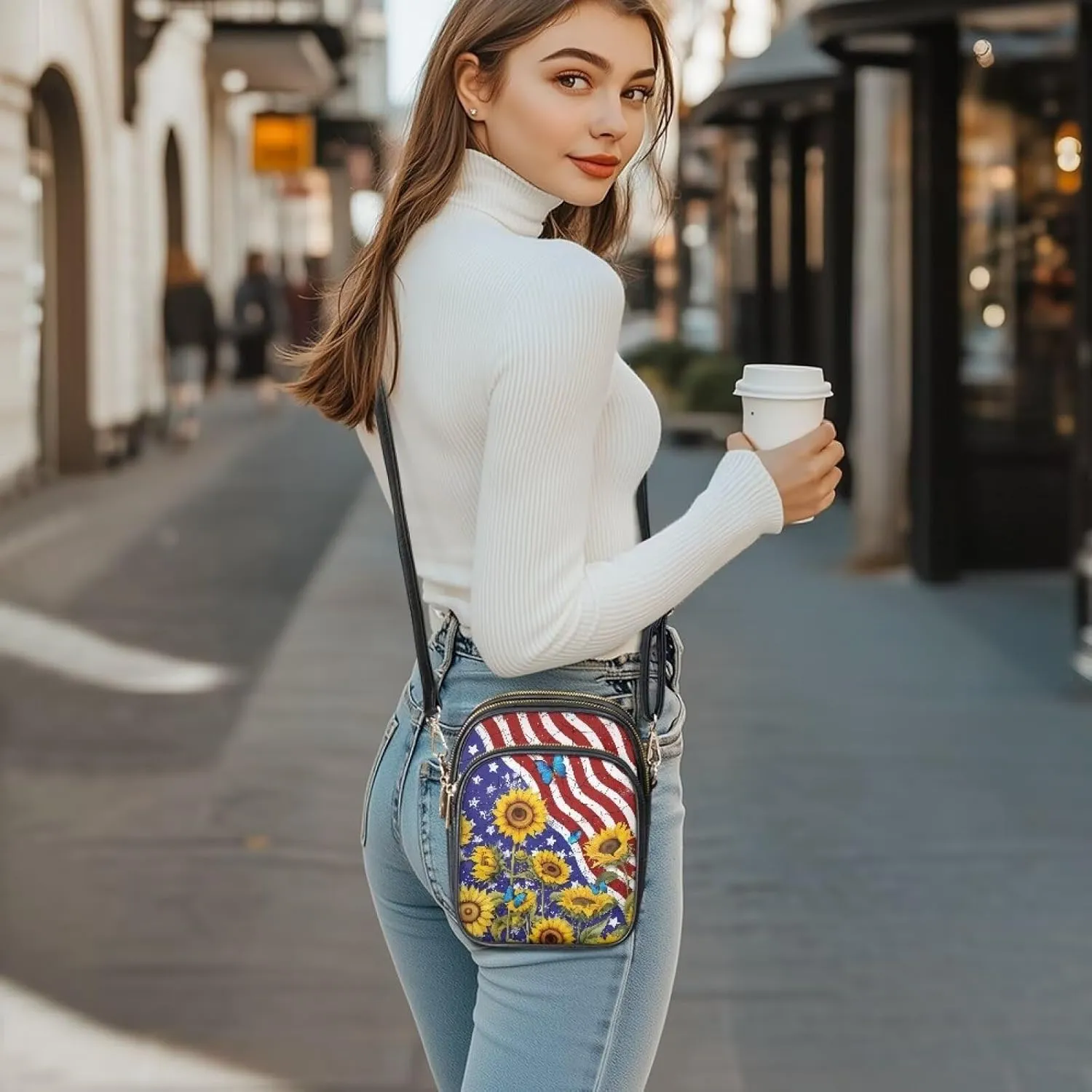 HUGS IDEA Small Women's Crossbody Bag Cell Phone Purse with Adjustable Shoulder Strap for Work Travel