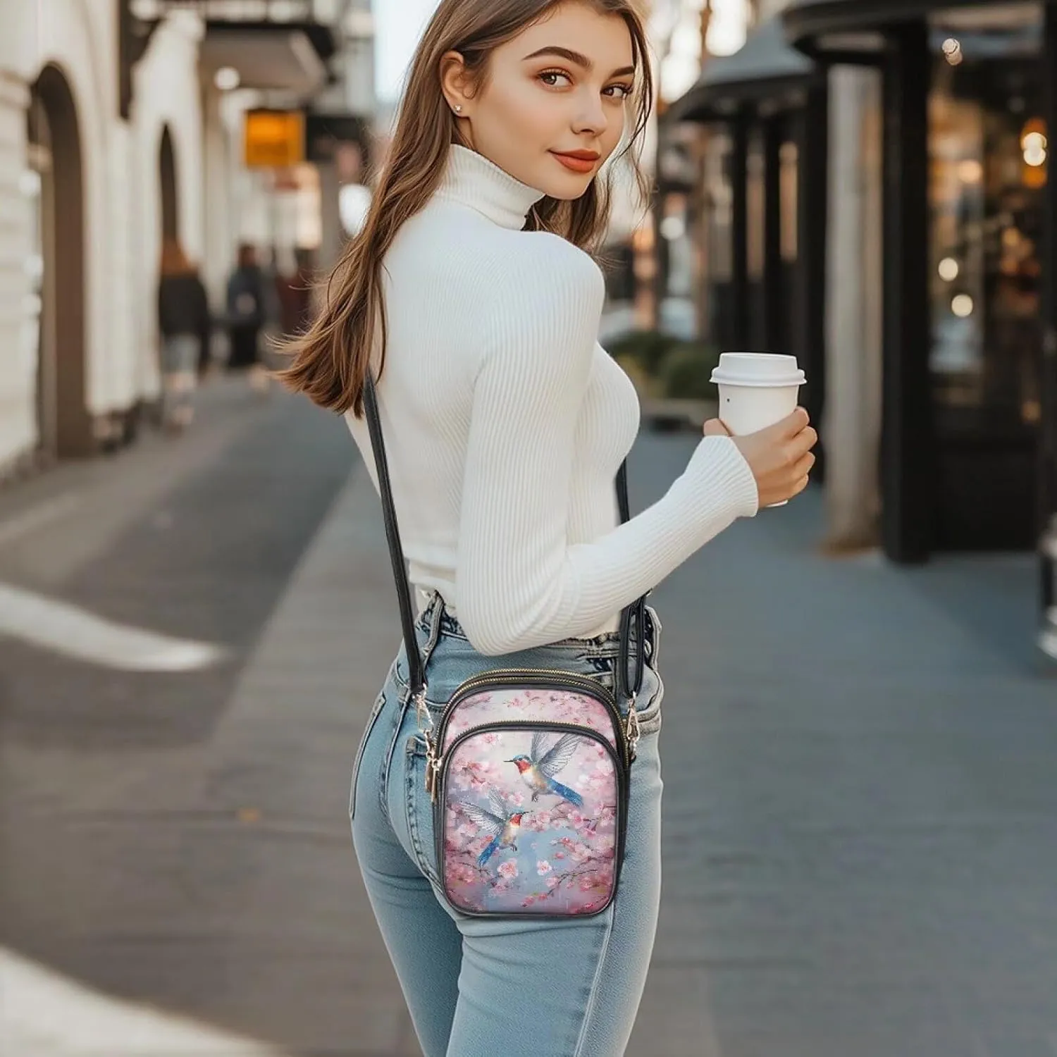 HUGS IDEA Small Women's Crossbody Bag Cell Phone Purse with Adjustable Shoulder Strap for Work Travel