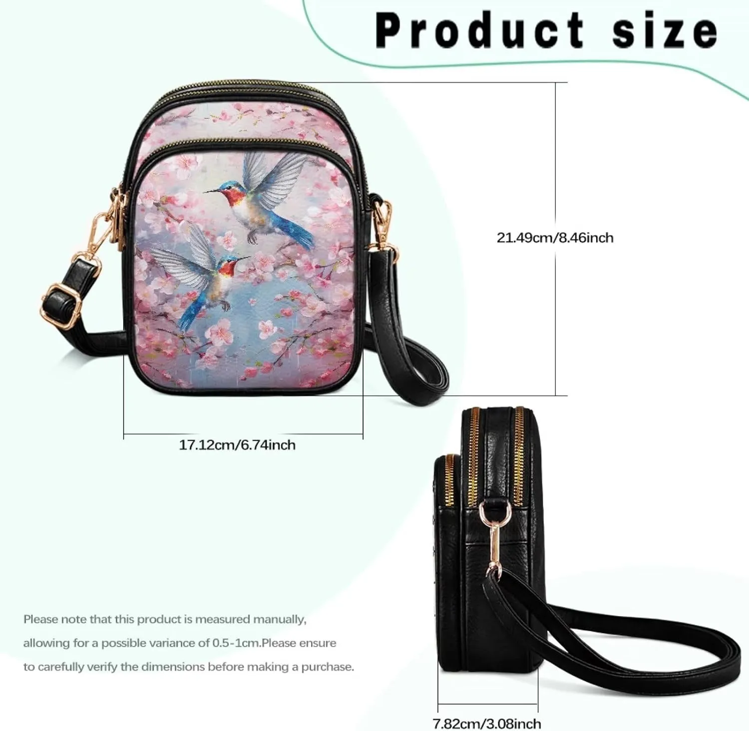 HUGS IDEA Small Women's Crossbody Bag Cell Phone Purse with Adjustable Shoulder Strap for Work Travel