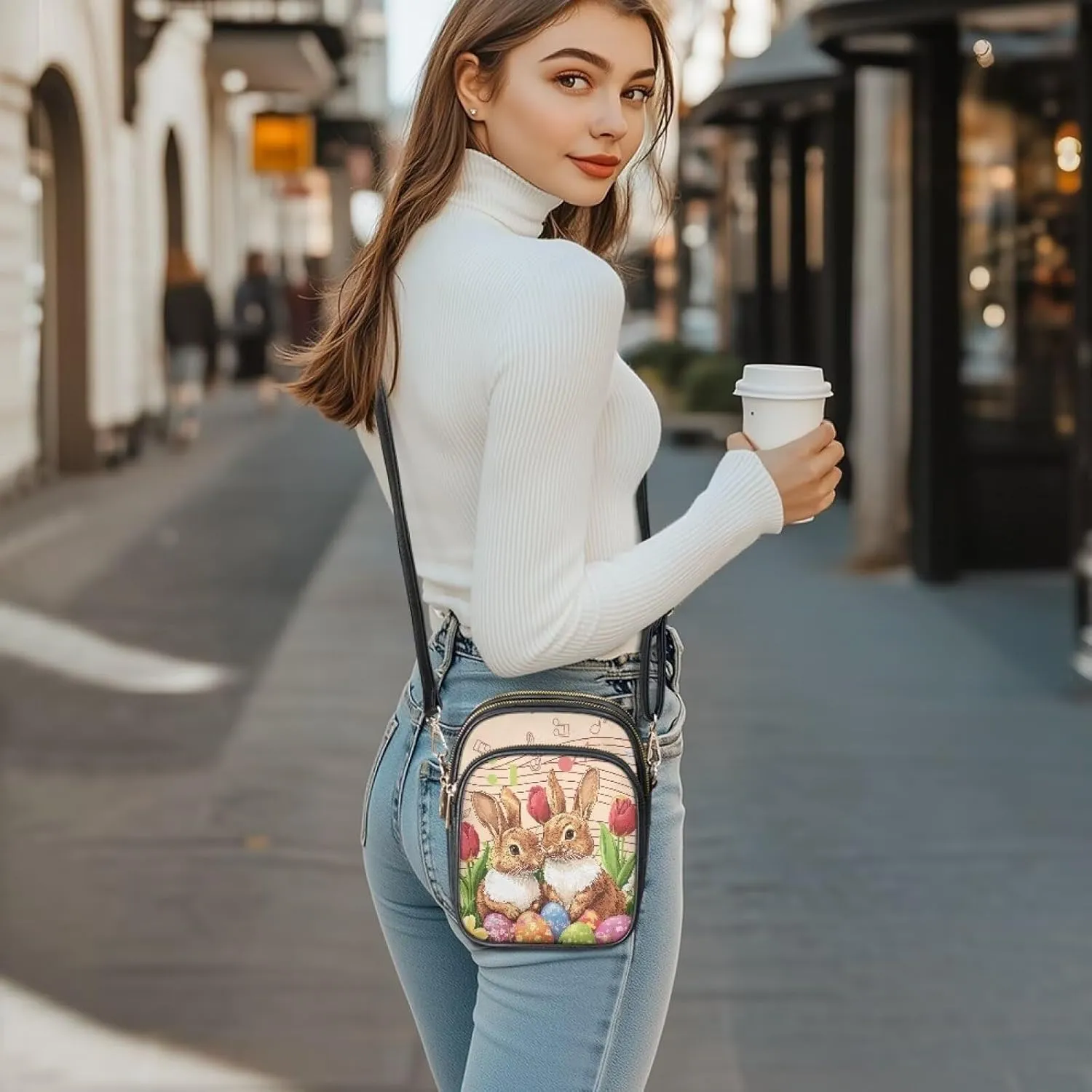 HUGS IDEA Small Women's Crossbody Bag Cell Phone Purse with Adjustable Shoulder Strap for Work Travel