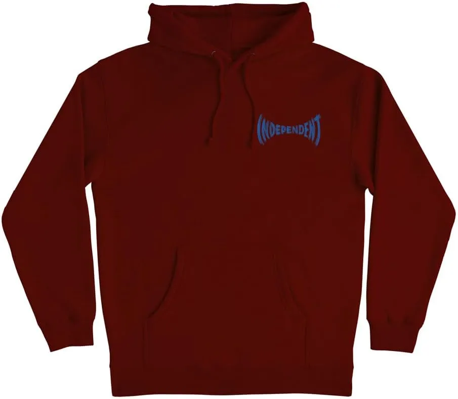 INDEPENDENT Carved Span P/O Hooded Heavyweight Sweatshirt Maroon Lg Mens