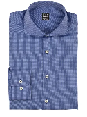 Indigo Blue Panama Texture Weave Dress Shirt