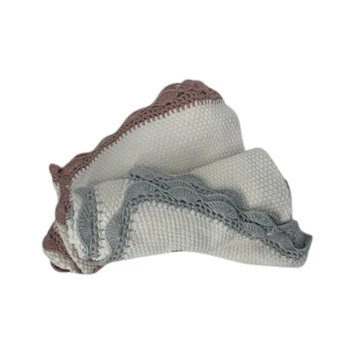 INIMINI EMBROIDERED EDGES KNIT BLANKET