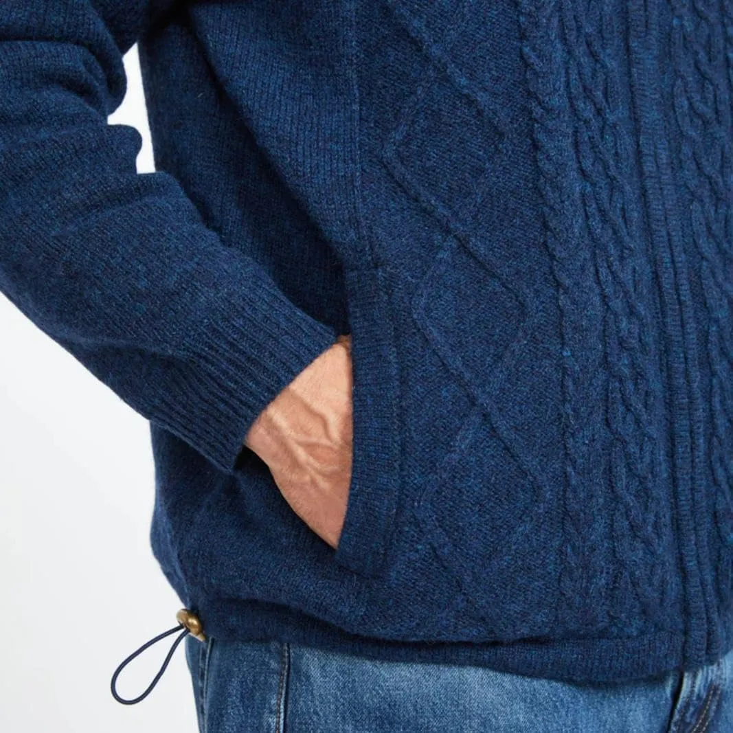 Irish Aran Wool Sweater for Men, 100% Wool, Internal Lining, Full Zip