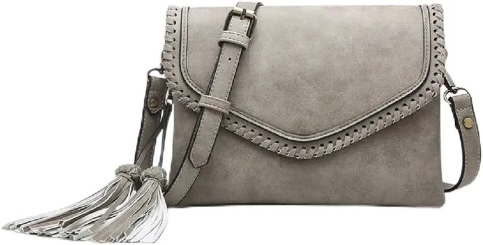JEN & CO. Sloane Crossbody - Vegan Leather Clutch Purse for Women, Adjustable Strap, Decorative Tassel Purses