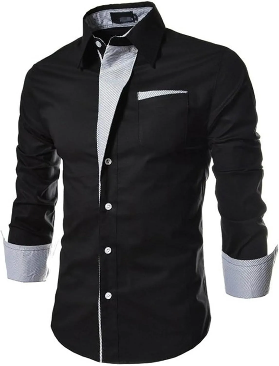 JEShifangjiusu Men's Casual Long Sleeve Button-Down Shirts Slim Fit Beach Yoga Fashion Shirts Cotton Dress Shirt with Pocket