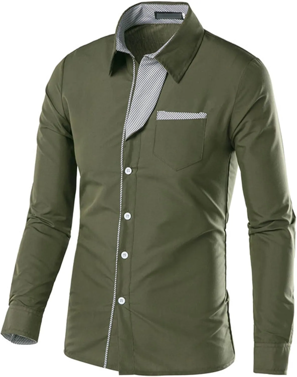 JEShifangjiusu Men's Casual Long Sleeve Button-Down Shirts Slim Fit Beach Yoga Fashion Shirts Cotton Dress Shirt with Pocket