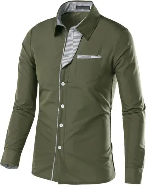 JEShifangjiusu Men's Casual Long Sleeve Button-Down Shirts Slim Fit Beach Yoga Fashion Shirts Cotton Dress Shirt with Pocket