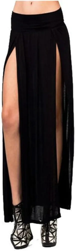 JiXiang Women's Maxi Skirt Sexy High Waisted Double Slits Open Long Dress Flowy Beach Swimsuit Cover Up Bikini Skirt