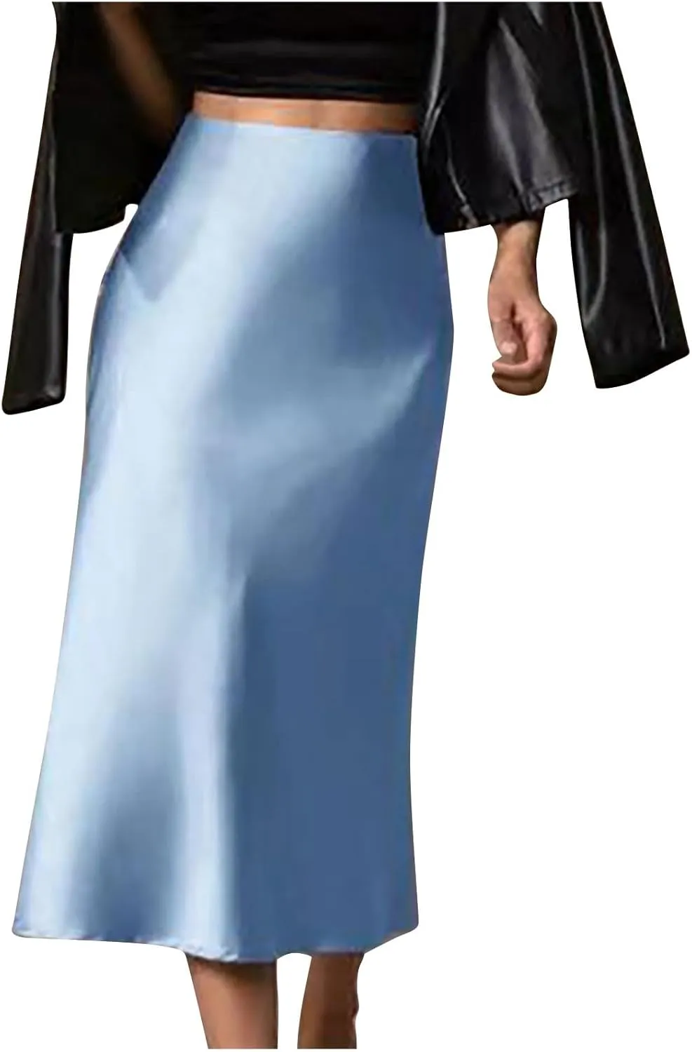 JOAU Women's Summer Skirt 2024 Satin Elegant High Waist Cocktail Party Wedding A-Line Midi Skirts Work Business Dressy Skirt