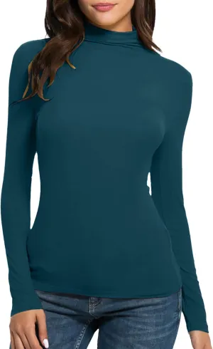 jovati 2024 Fall Fashion Versatiles Undershirt Womens Casual Turtleneck Long Sleeve Knitting T-shirt Slim Blouse Tops
