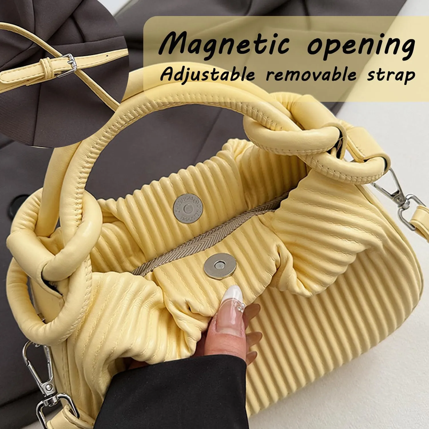 JYG Women's Mini Purse Lightweight Cute Satchel Handbag Striped PU Leather Crossbody Bag with Magnetic Closure