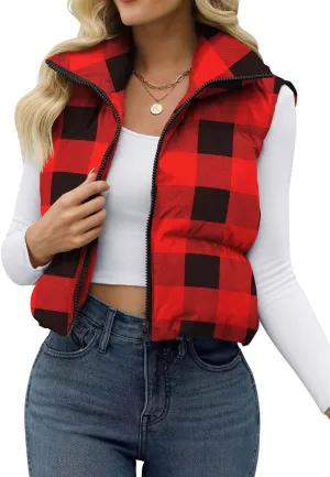 JZC Women's Crop Puffer Vest Lightweight Sleeveless Jacket 2024 Fashion Winter Outerwear Padded Gilet