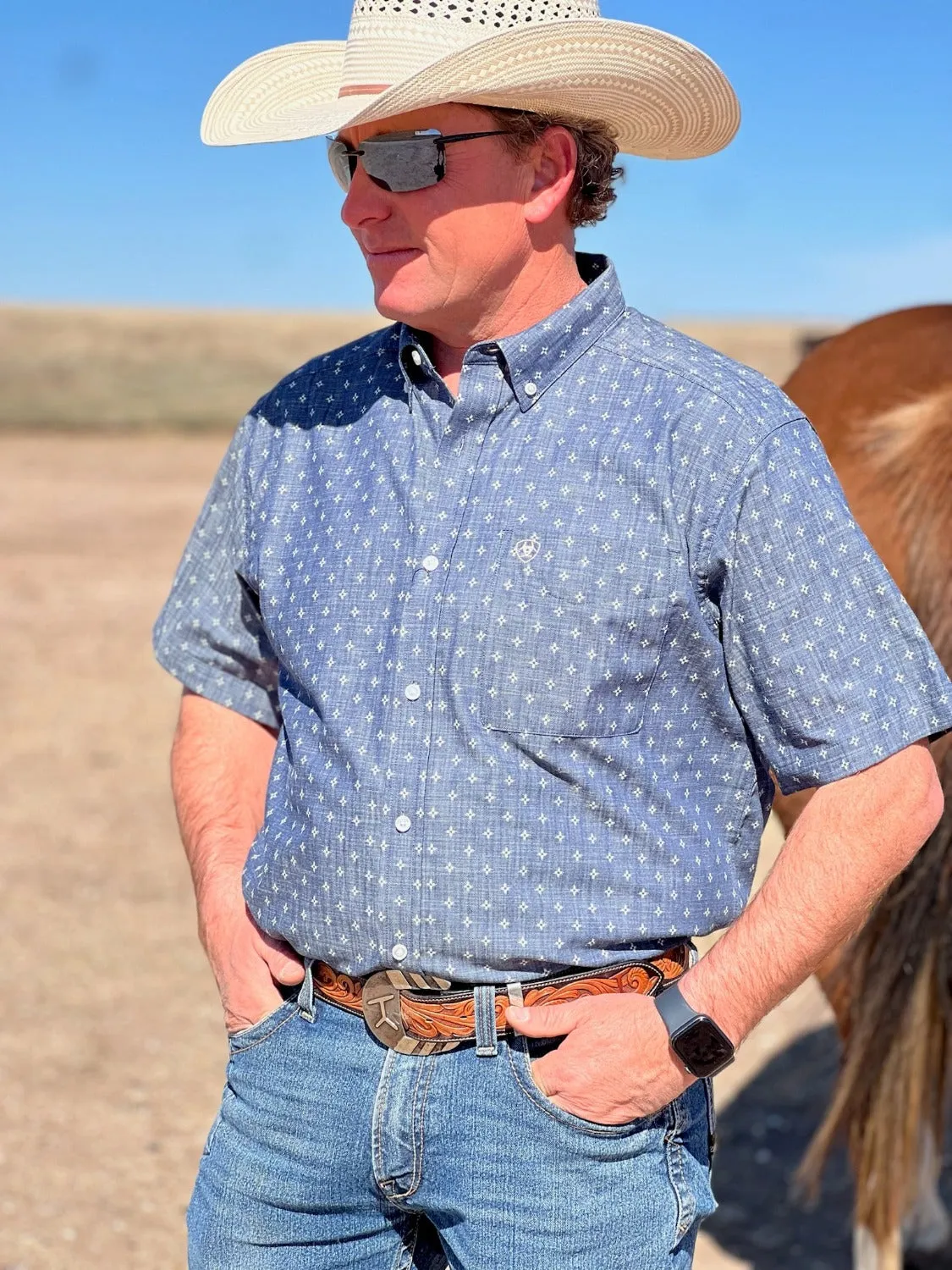 Kace Chambray Blue Classic Fit Shirt by Ariat