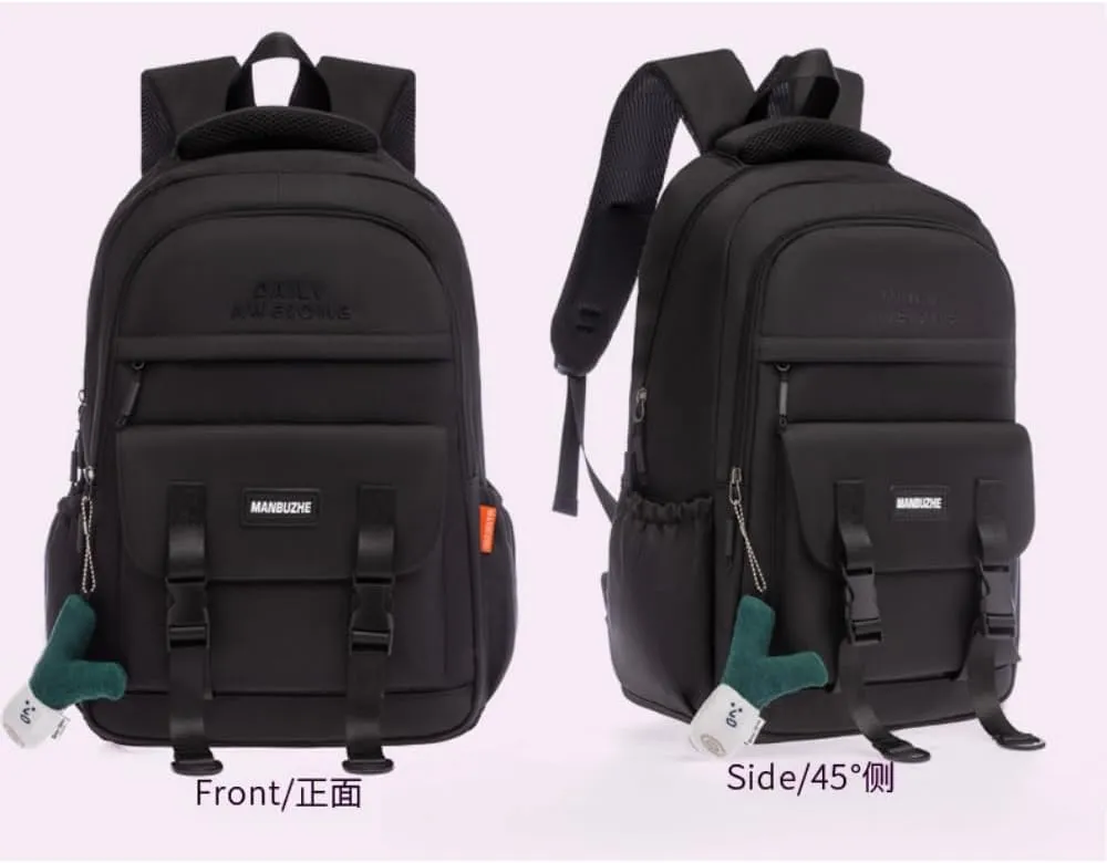 Kawaii Backpack with Cute Pendant Accessories Aesthetic Casual Travel Backpack Unisex 20L (black)