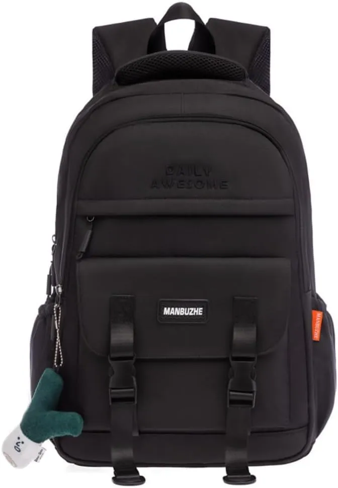 Kawaii Backpack with Cute Pendant Accessories Aesthetic Casual Travel Backpack Unisex 20L (black)