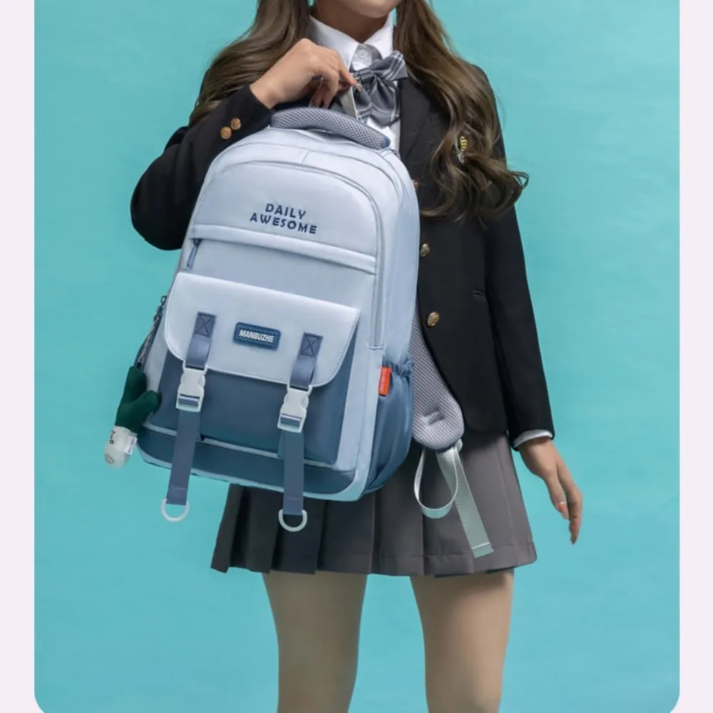 Kawaii Backpack with Cute Pendant Accessories Aesthetic Casual Travel Backpack Unisex 20L (blue)