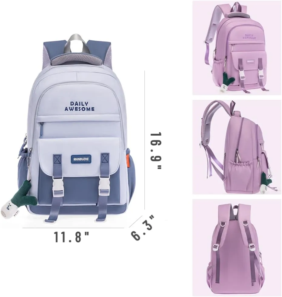 Kawaii Backpack with Cute Pendant Accessories Aesthetic Casual Travel Backpack Unisex 20L (blue)