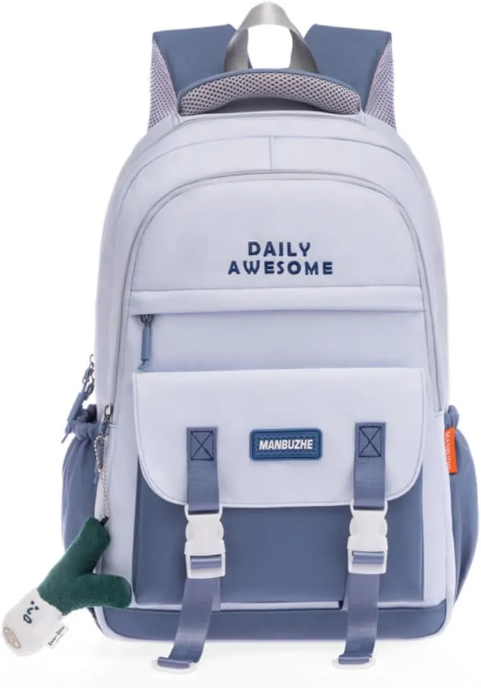 Kawaii Backpack with Cute Pendant Accessories Aesthetic Casual Travel Backpack Unisex 20L (blue)