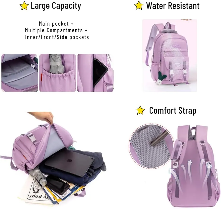 Kawaii Backpack with Cute Pendant Accessories Aesthetic Casual Travel Backpack Unisex 20L (grey)