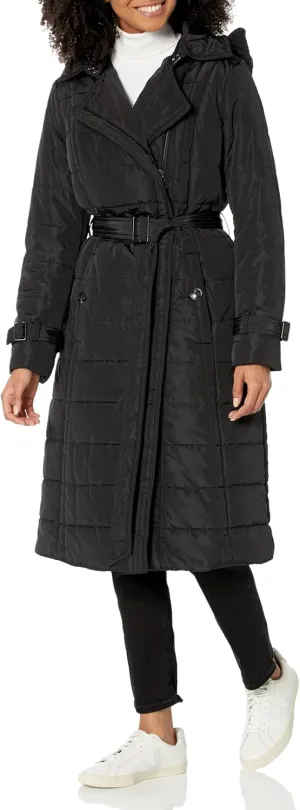 Kenneth Cole Women's Belted Puffer Trench Coat