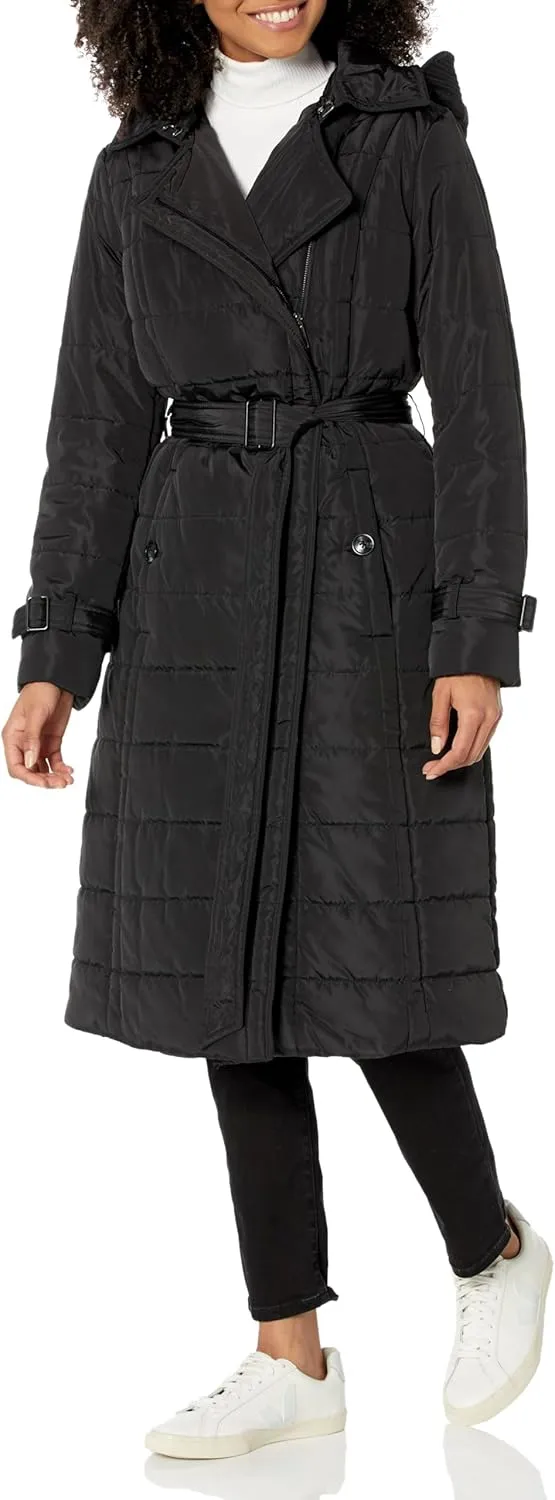 Kenneth Cole Women's Belted Puffer Trench Coat