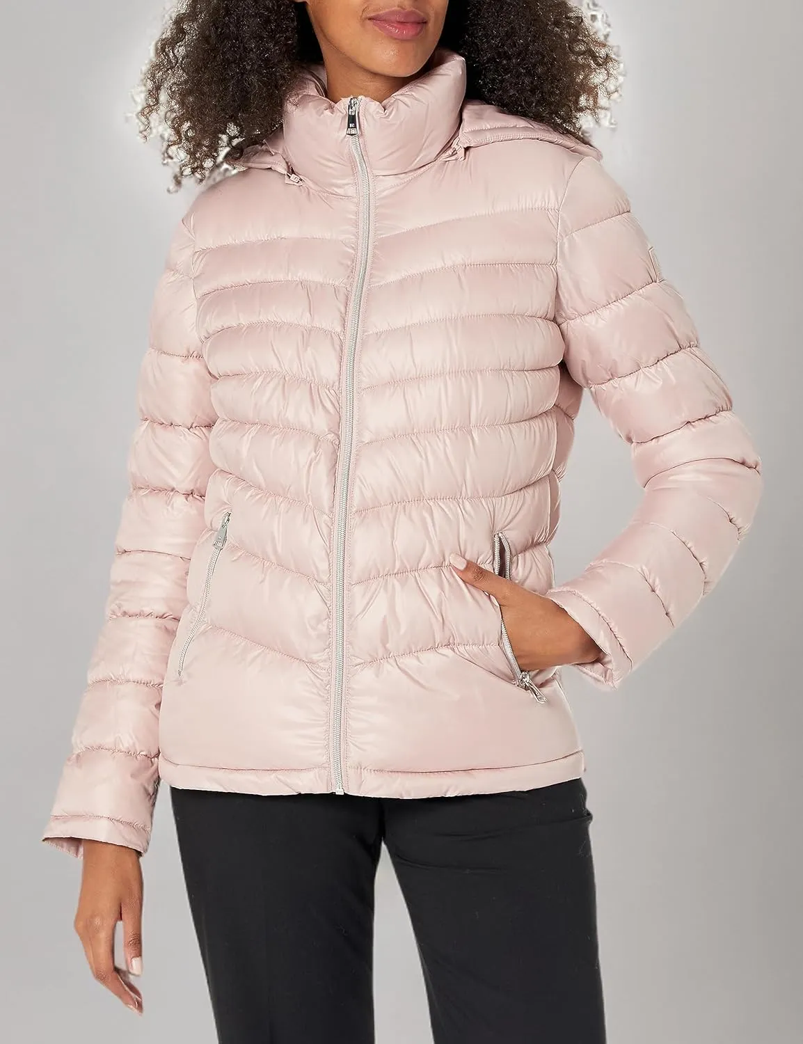 Kenneth Cole Women's Solid Hooded Puffer Jacket