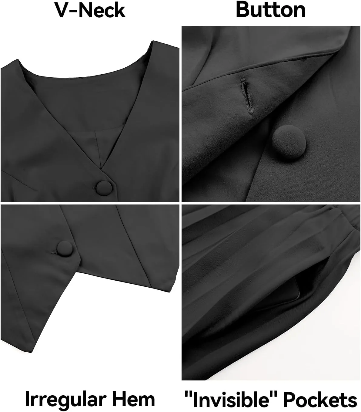 KEOMUD Women Summer Suiting 2 Piece Outfits Button V Neck Sleeveless Suit Vest and High Waist Maxi Pleated Skirt Set