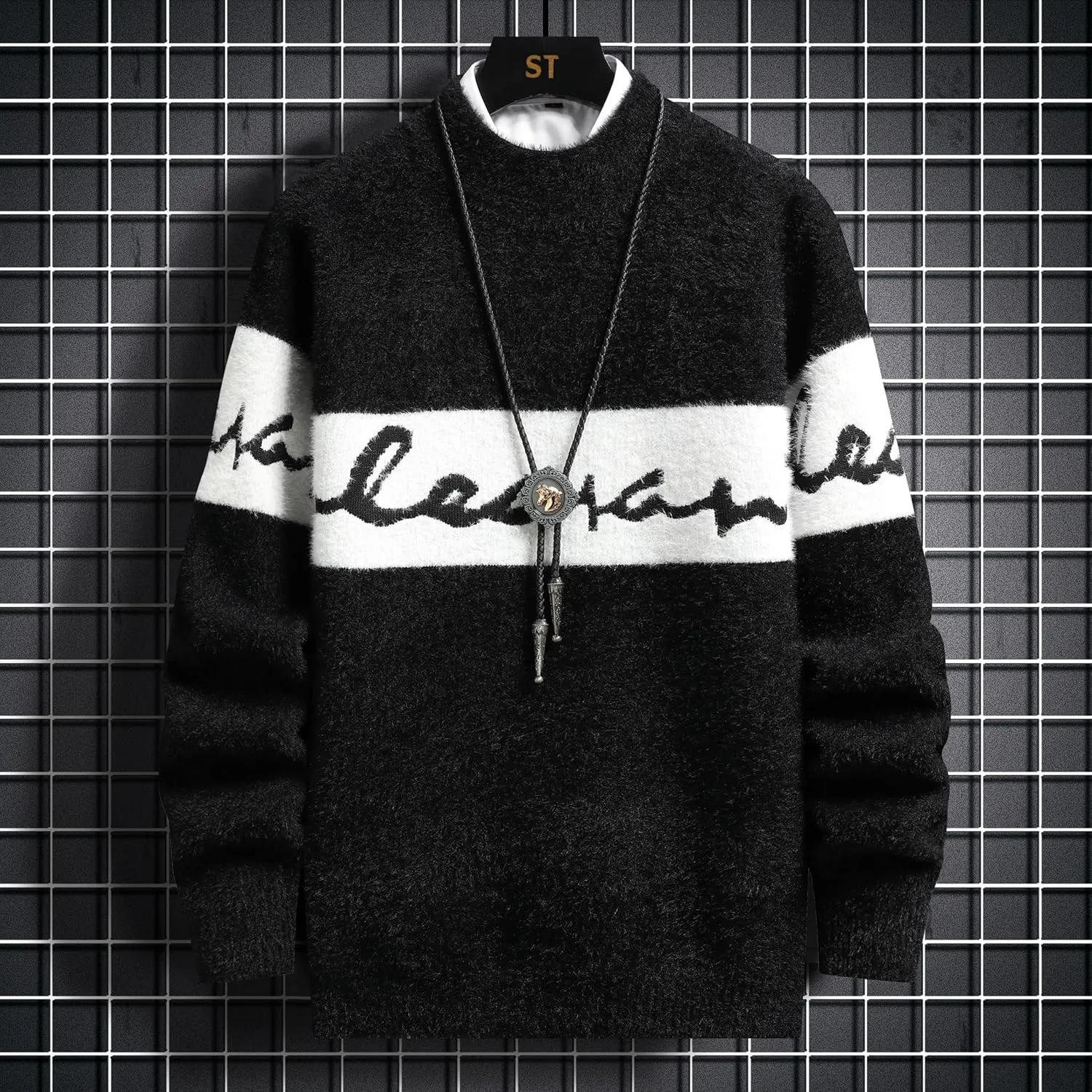 Knit Men Sweater with Print Male Clothes Men's Cold Sweaters for Winter Man Autumn in Knitwears