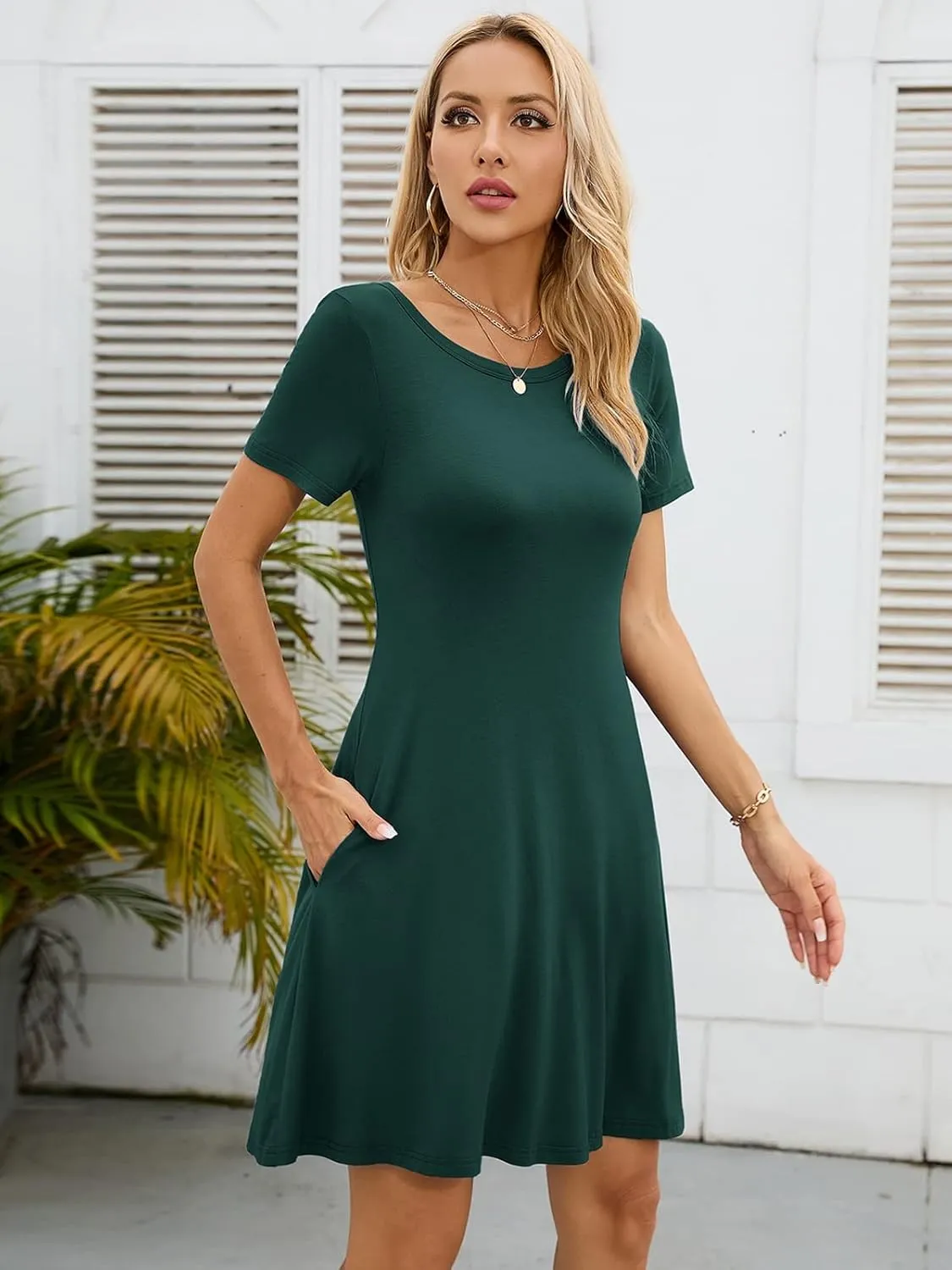 KORSIS Summer Dresses for Women Casual T Shirt Dresses Swing Flowy Beach Vacation Sundress with Pockets