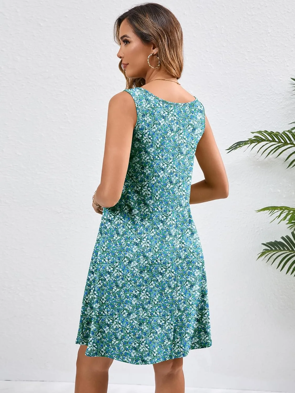 KORSIS Summer Dresses for Women Casual T Shirt Tank Dresses Sleeveless Swing Flowy Ladies Beach Vacation Sundress with Pocket