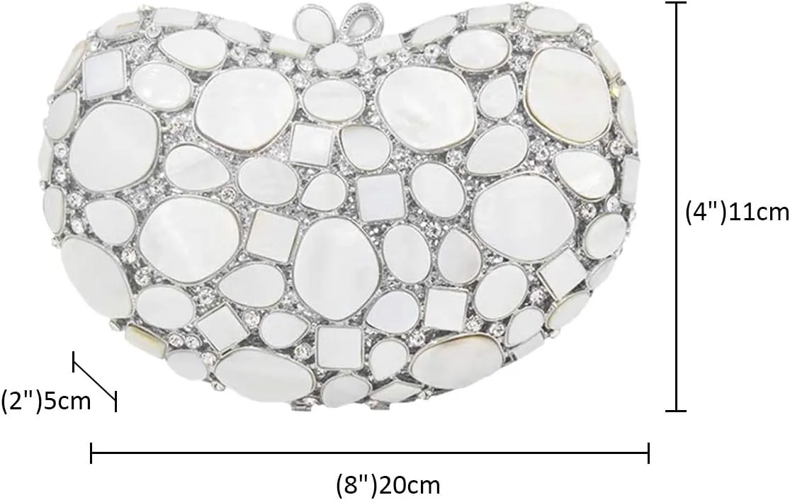 Ladies Chain Wedding Clutch-Purse Rhinestone Evening-Bag Luxury Handbag Heart