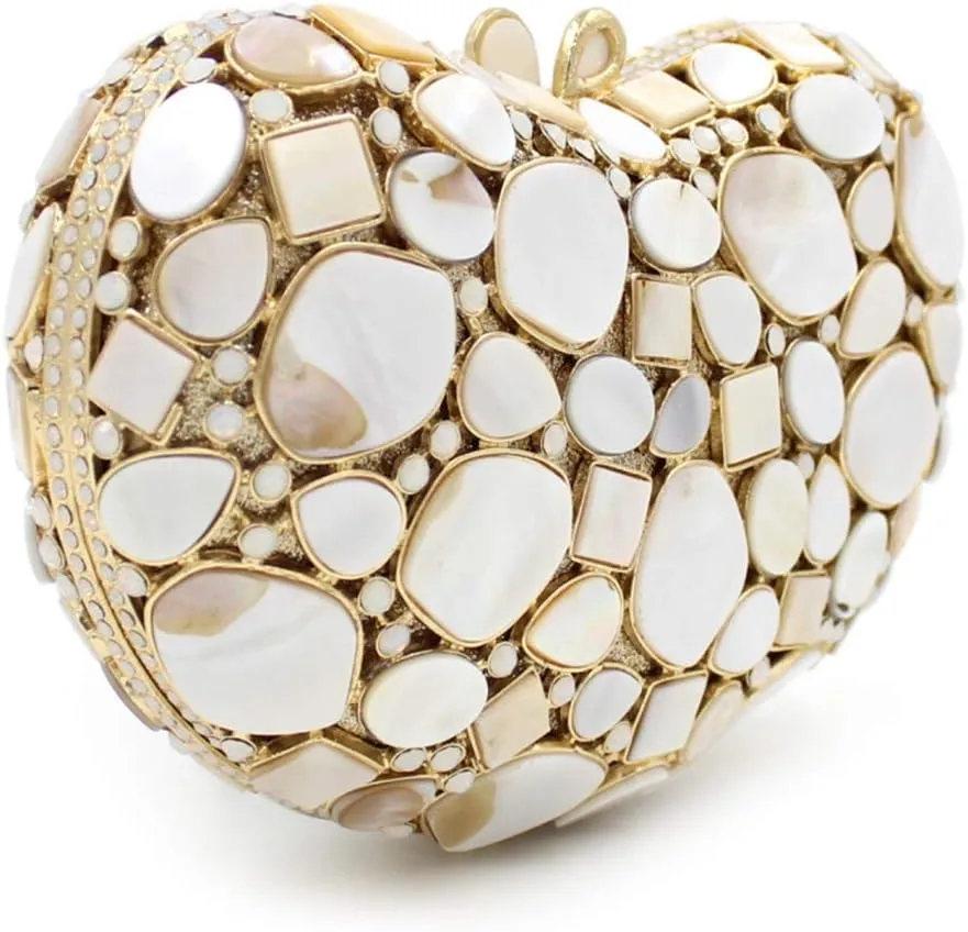 Ladies Chain Wedding Clutch-Purse Rhinestone Evening-Bag Luxury Handbag Heart