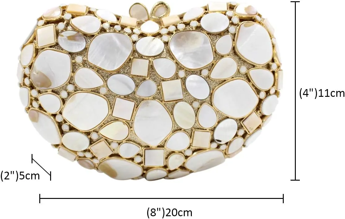 Ladies Chain Wedding Clutch-Purse Rhinestone Evening-Bag Luxury Handbag Heart