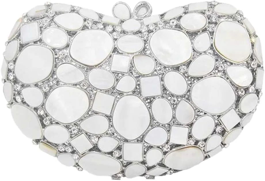 Ladies Chain Wedding Clutch-Purse Rhinestone Evening-Bag Luxury Handbag Heart