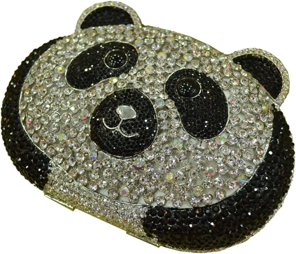 Ladies Clutch-Purse Chain Wedding Women Evening-Bag Rhinestone Luxury-Handbag Panda