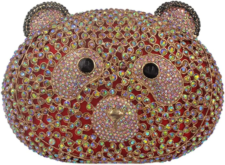 Ladies Clutch-Purse Chain Wedding Women Evening-Bag Rhinestone Luxury-Handbag Panda