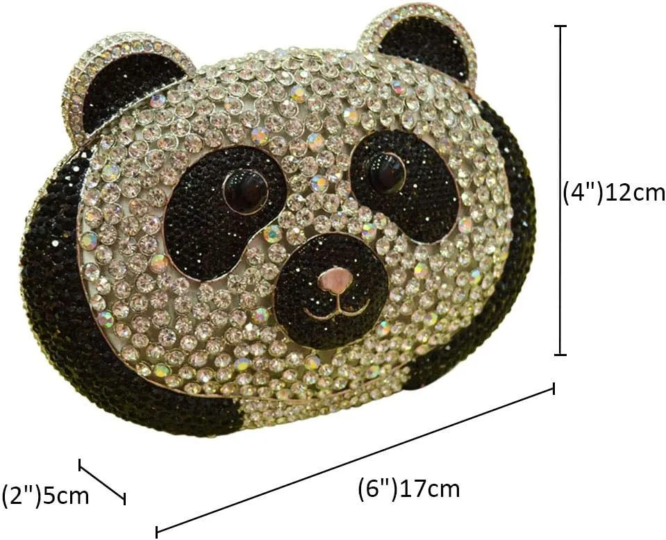 Ladies Clutch-Purse Chain Wedding Women Evening-Bag Rhinestone Luxury-Handbag Panda