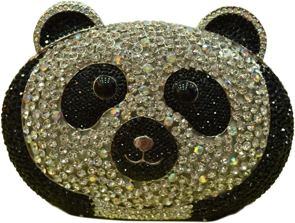 Ladies Clutch-Purse Chain Wedding Women Evening-Bag Rhinestone Luxury-Handbag Panda