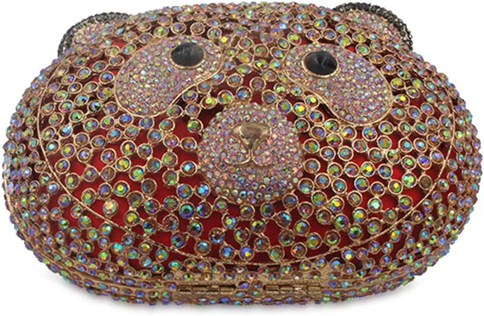 Ladies Clutch-Purse Chain Wedding Women Evening-Bag Rhinestone Luxury-Handbag Panda