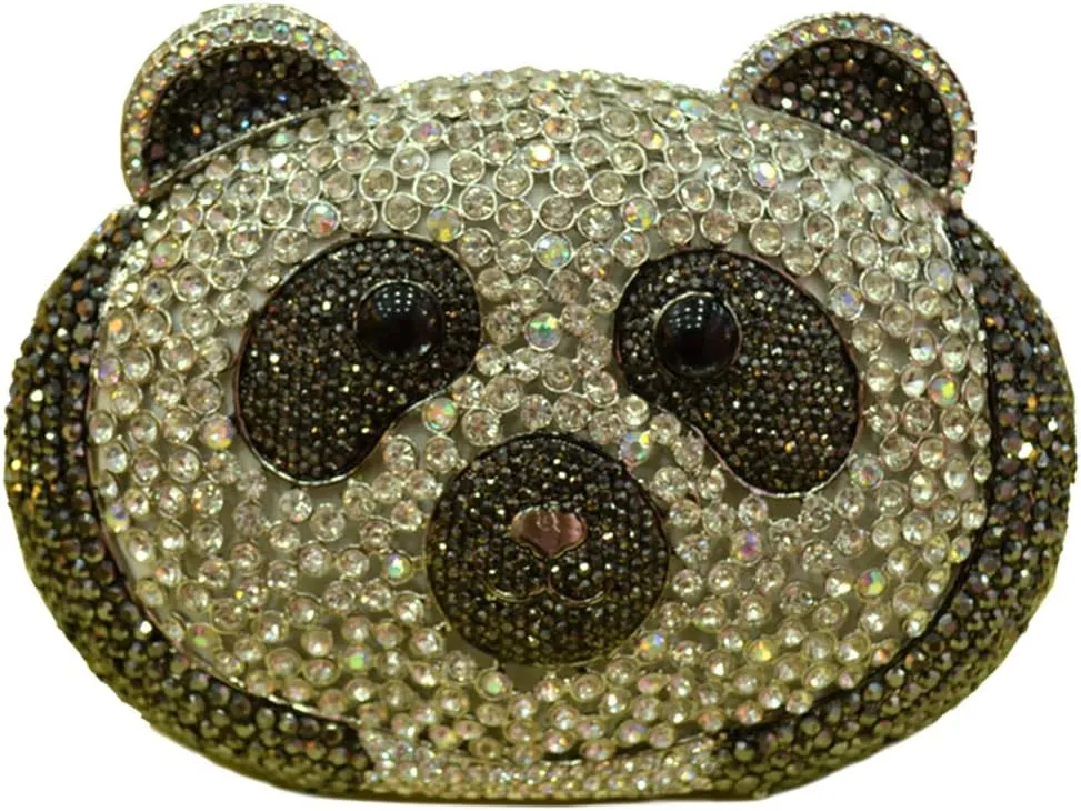 Ladies Clutch-Purse Chain Wedding Women Evening-Bag Rhinestone Luxury-Handbag Panda