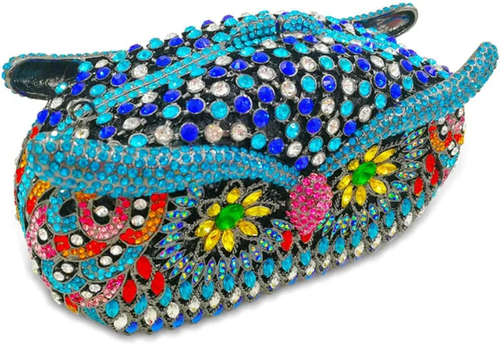 Ladies Elegant Evening-Bag Chain Crystal Clutch-Purse Wedding Handbag Party Owl