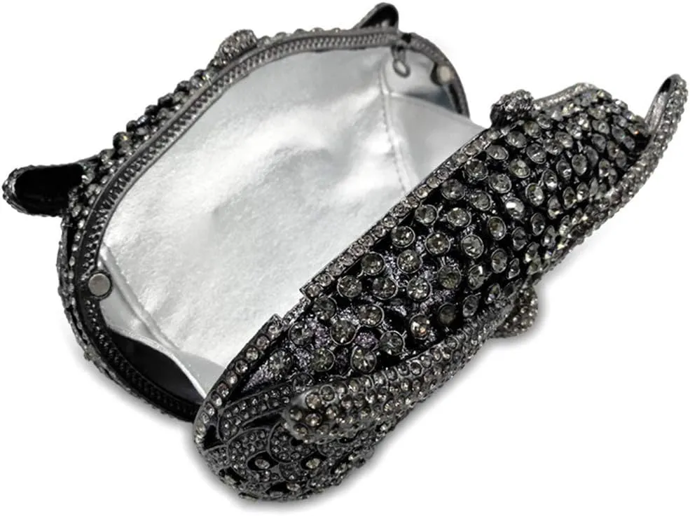 Ladies Elegant Evening-Bag Chain Crystal Clutch-Purse Wedding Handbag Party Owl