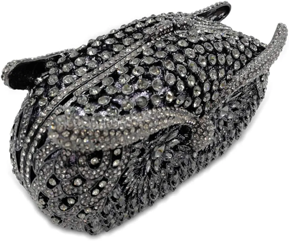Ladies Elegant Evening-Bag Chain Crystal Clutch-Purse Wedding Handbag Party Owl